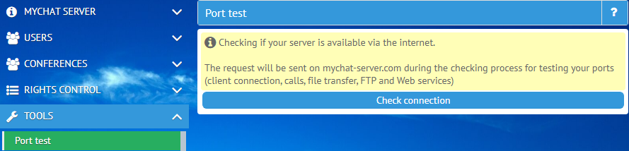 Testing ports in MyChat
